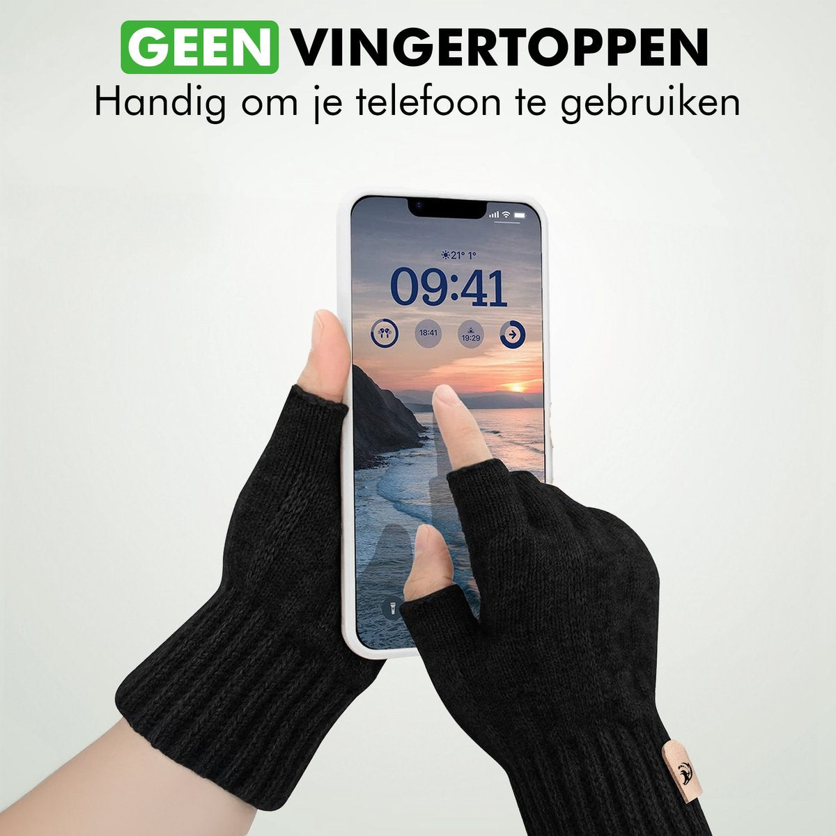 Close-up Travelhawk vingerloze handschoenen zonder vingertoppen zwart