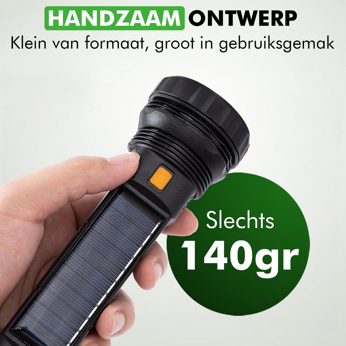 Close-up van LED lens Travelhawk zaklamp 1000 lumen