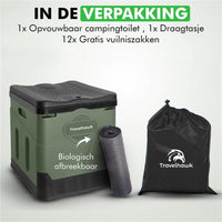 Close-up van Travelhawk campingtoilet afsluitbare deksel