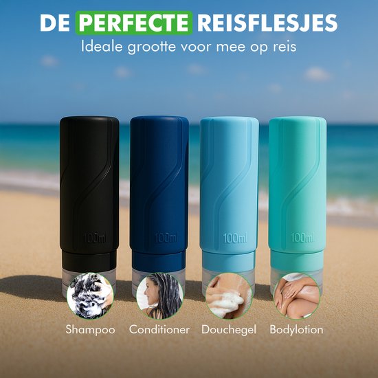 Close-up van Travelhawk hervulbare reisflesjes en potjes