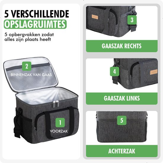 Close-up van Travelhawk koeltas rits en isolatiemateriaal