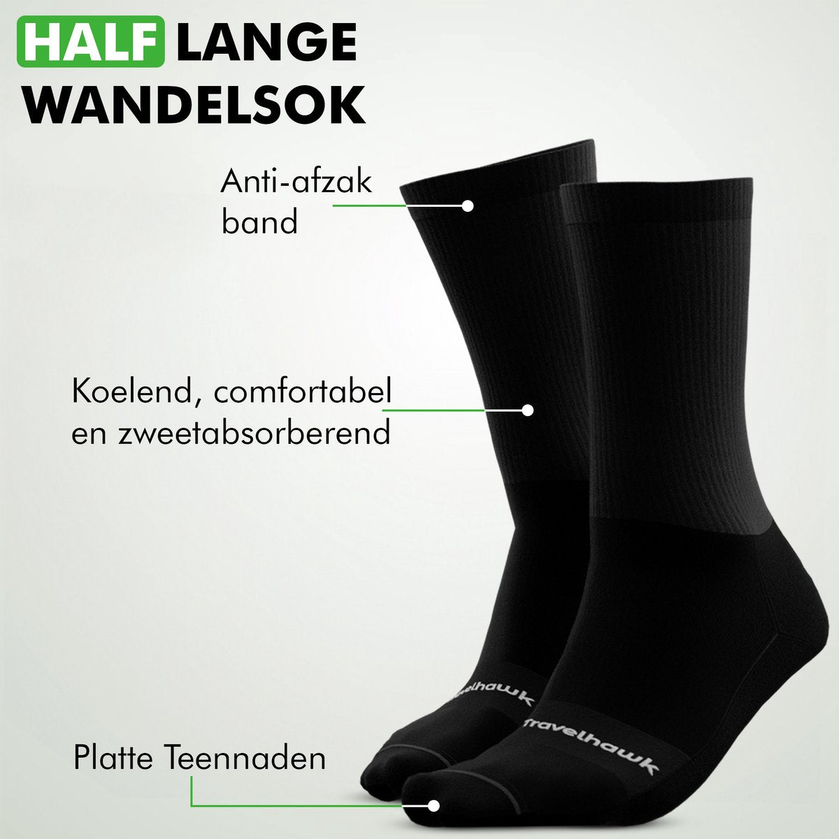 Close-up van dempende zones van Travelhawk wandelsokken