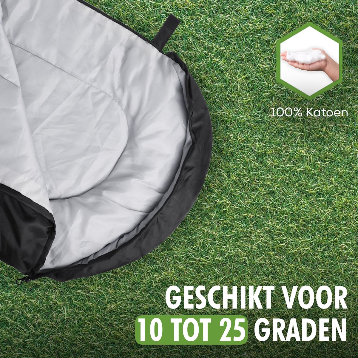 Close-up van ritssluiting en binnenzak van Travelhawk mummy slaapzak