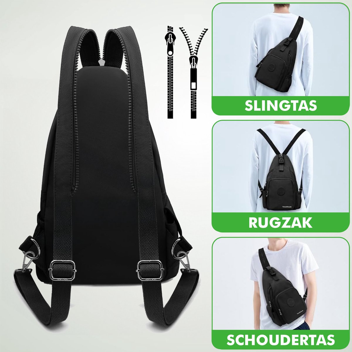 Compacte sling bag voor heren en dames