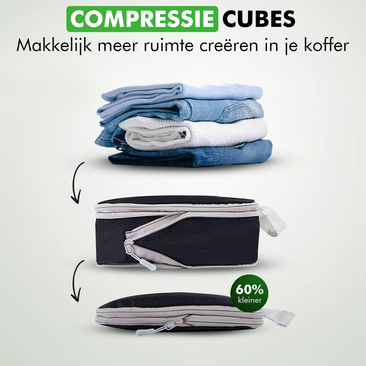 Compression cubes voor backpack en handbagage