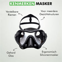 Detail van Travelhawk duikmasker waterdicht frame