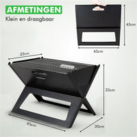 Detail van Travelhawk opvouwbare barbecue materiaal en pootjes