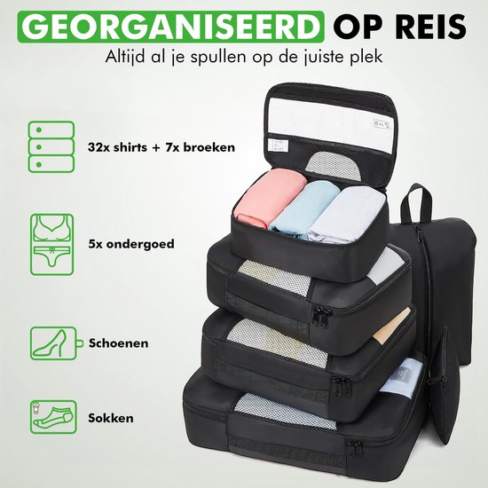 Detail van mesh-vensters op Travelhawk packing cubes