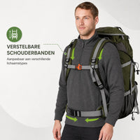 Groene Travelhawk backpack 50L met verstelbaar draagsysteem