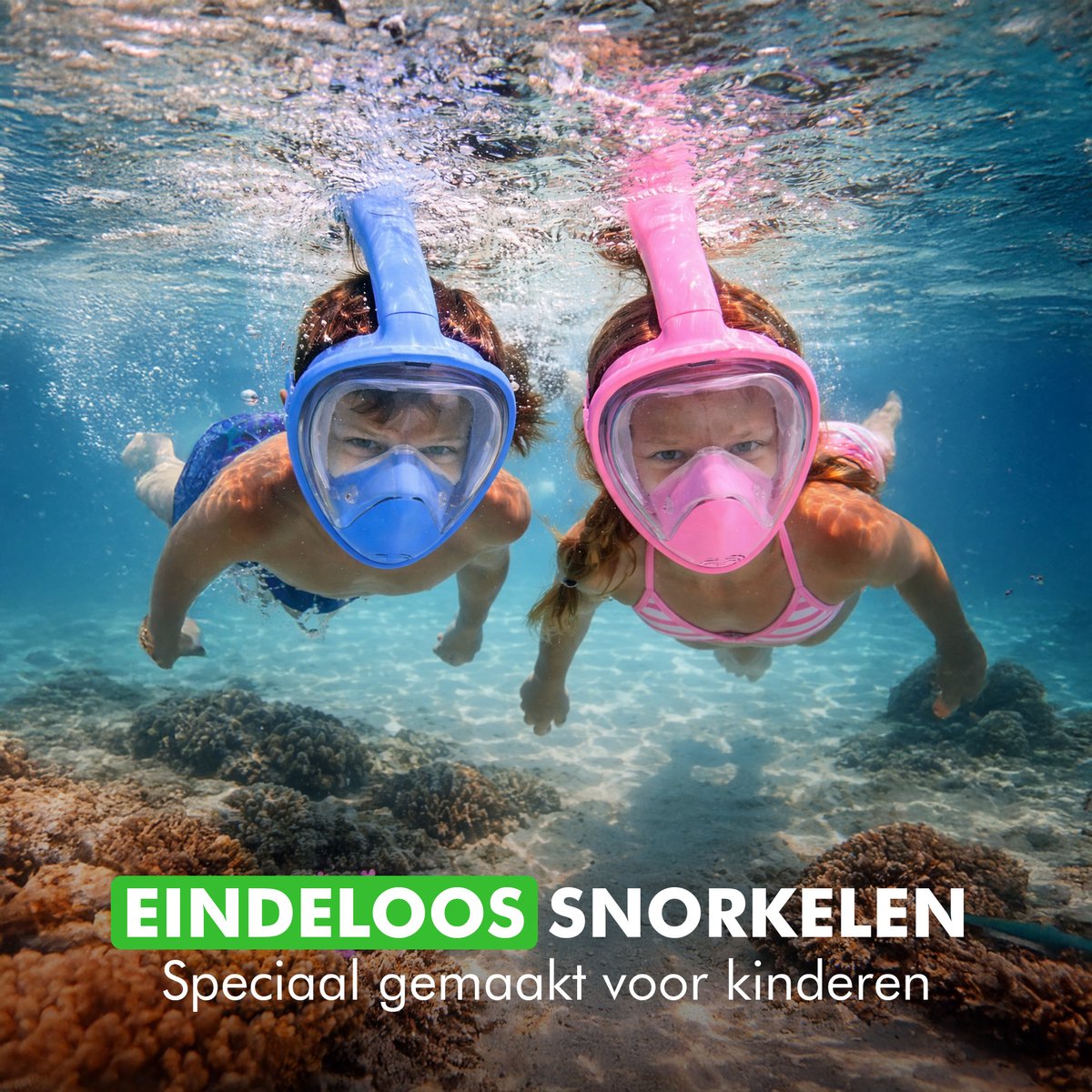 Kinder snorkelbril met panoramisch zicht onder water