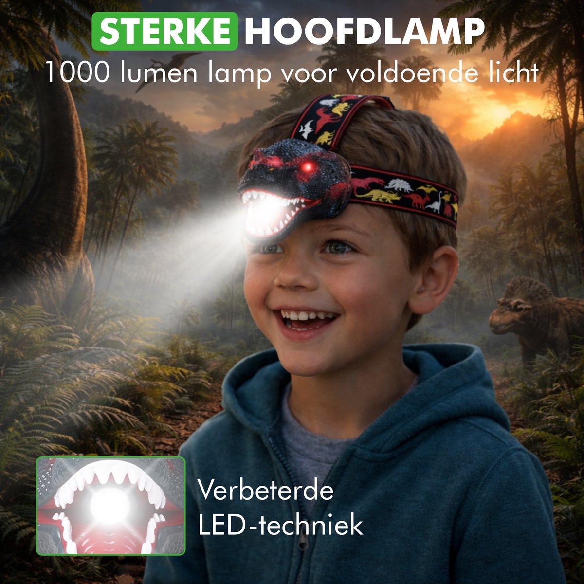 LED hoofdlamp helder licht 100 meter bereik