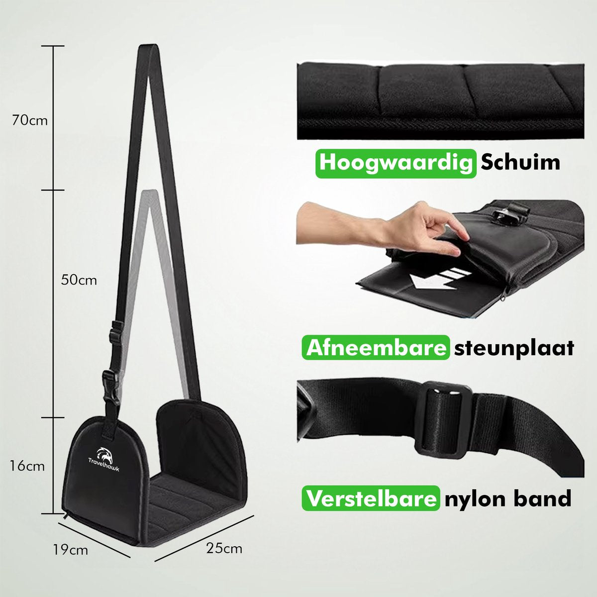 Lichtgewicht reis voetensteun zwart