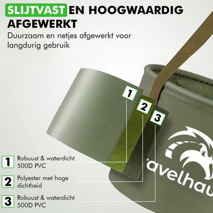 Opvouwbare emmer detail materiaal en structuur
