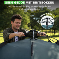 Pop up tent 3 personen met afmetingen 220 bij 200 bij 120 cm