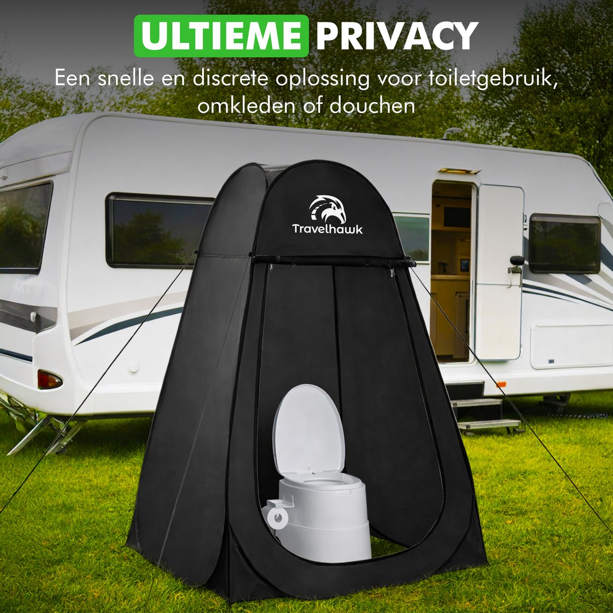 Privacytent camping voor douchen en omkleden buiten
