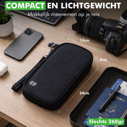 RFID blocking bescherming in Travelhawk travel wallet