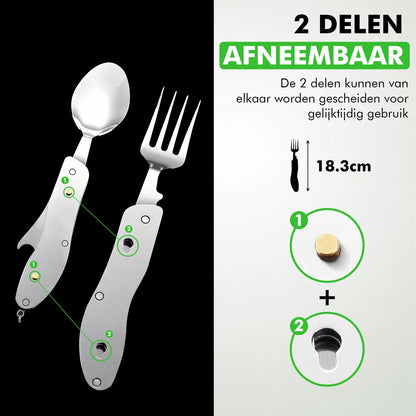Roestvrij stalen survival bestek compact ontwerp