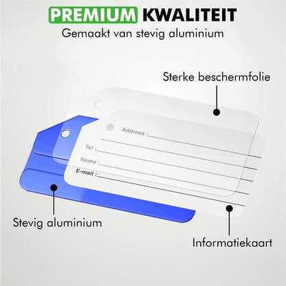 Set van meerdere Travelhawk aluminium bagagelabels