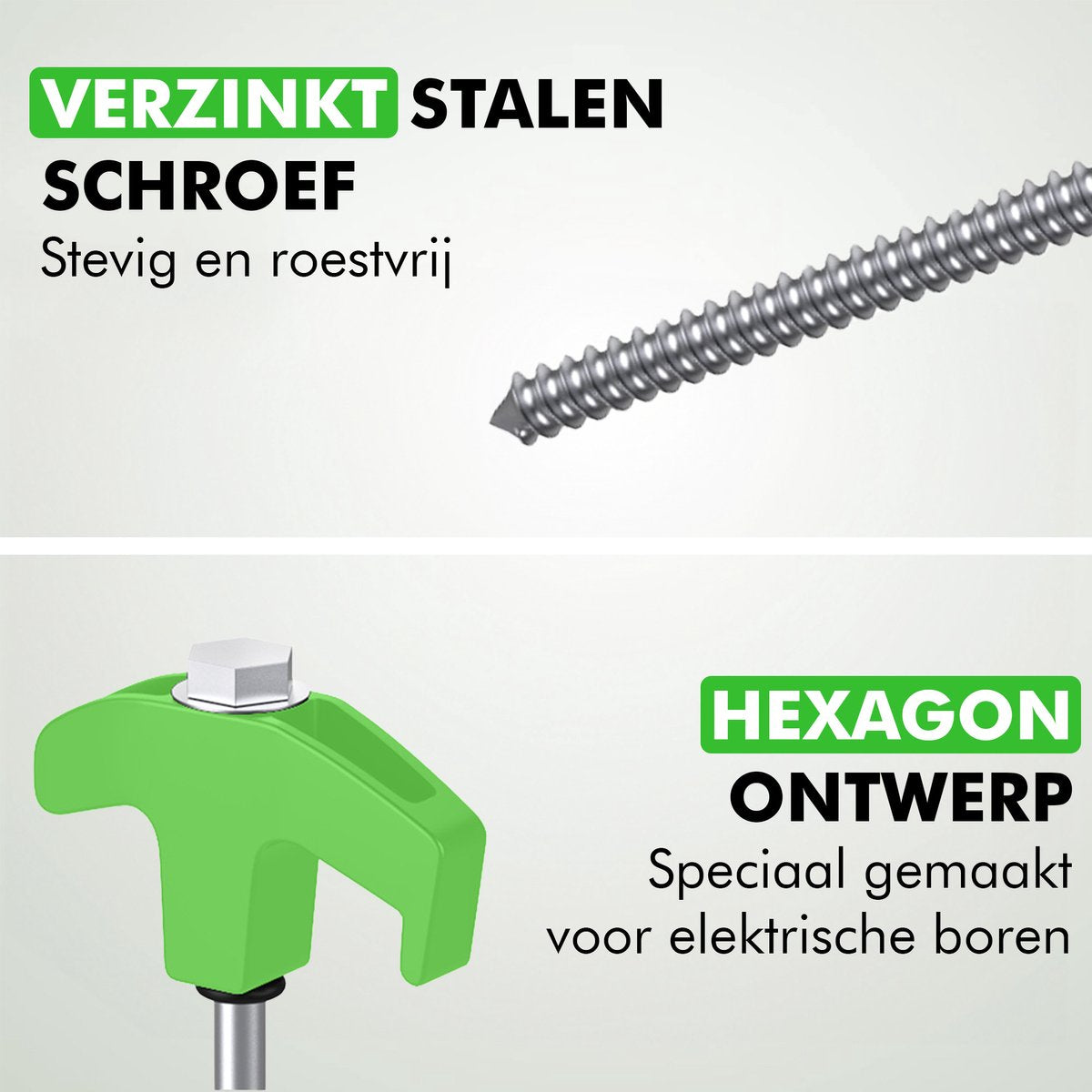 Stalen tentharing van verzinkt staal met groene kunststof kop