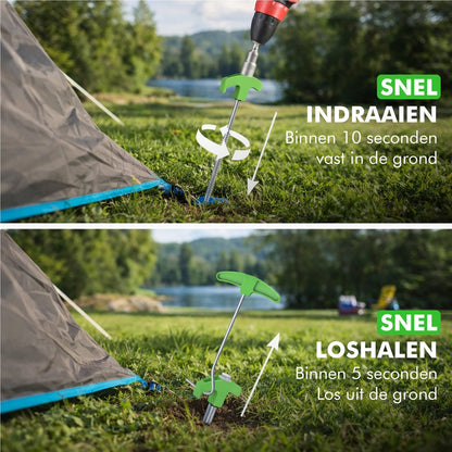 Stalen tentharing voor het stevig vastzetten van een tent in de grond