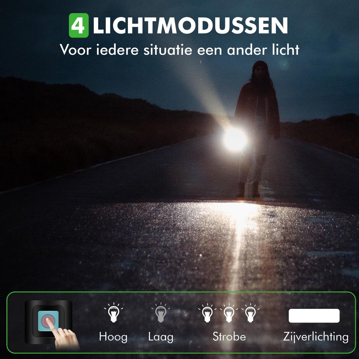 Sterke lichtbundel van Travelhawk LED zaklamp in donkere omgeving