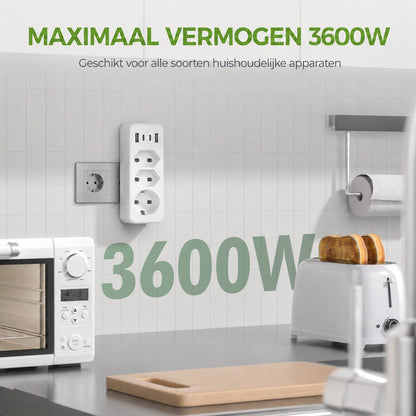 Stopcontact verdeler met USB-poorten voor bureau
