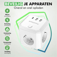 Travelhawk 7-in-1 verdeelstekker PowerCube met meerdere aansluitingen