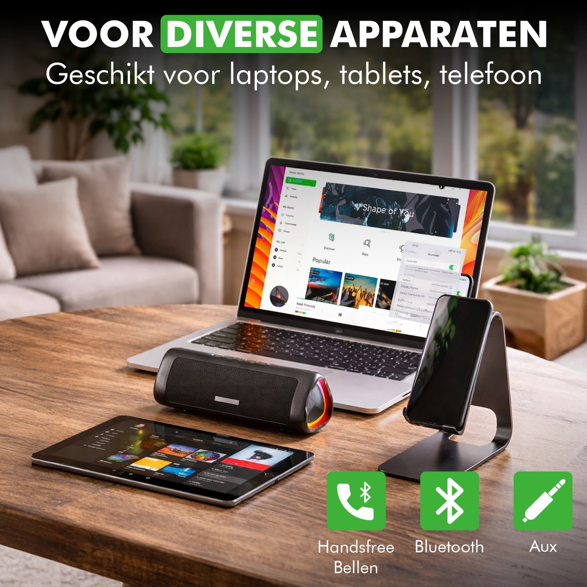 Travelhawk Bluetooth speaker met iconische bass-geluid visualisatie