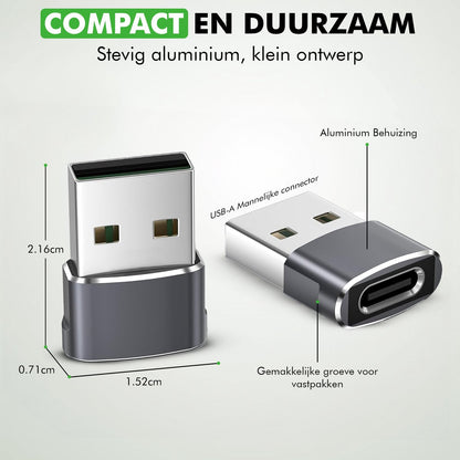 Travelhawk USB-A naar USB-C adapter set