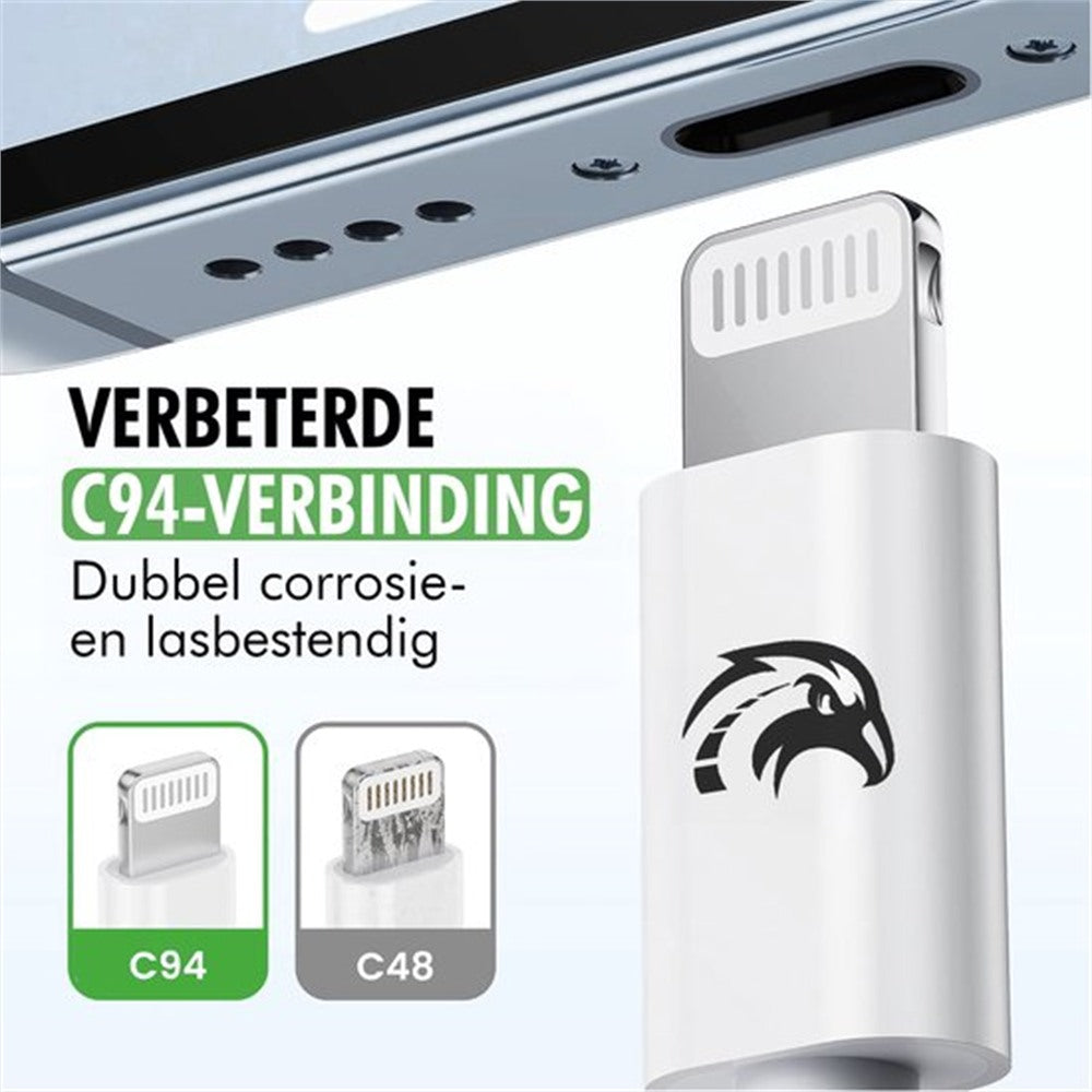 Travelhawk USB-C naar Lightning kabel zwart