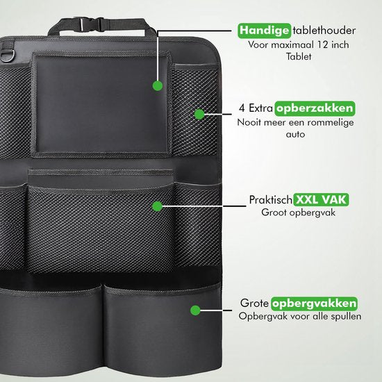 Travelhawk auto organizer autostoel kinder iPad-houder zwart