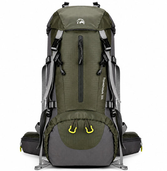 Travelhawk backpack 50 liter groen voor backpacken en reizen