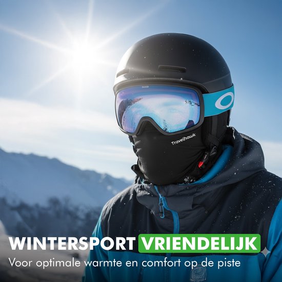 Travelhawk balaclava helmmuts zwart multifunctioneel gebruik
