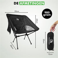 Travelhawk campingstoel comfortabel zitvlak detail