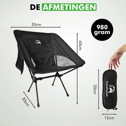 Travelhawk campingstoel comfortabel zitvlak detail