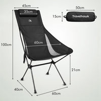 Travelhawk campingstoel compact opgevouwen in draagtas