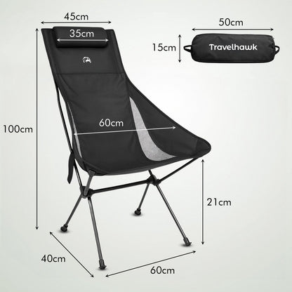 Travelhawk campingstoel compact opgevouwen in draagtas