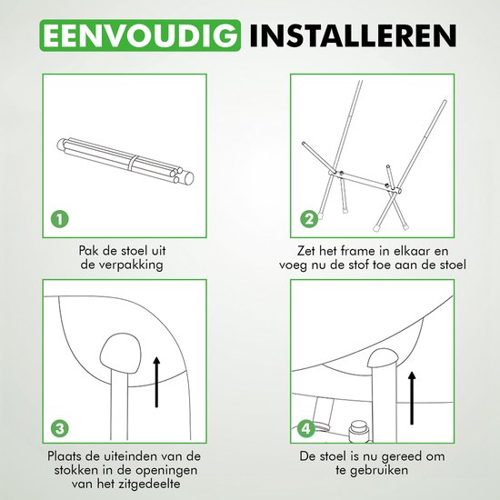 Travelhawk campingstoel zwart met stevig frame
