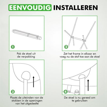 Travelhawk campingstoel zwart met stevig frame