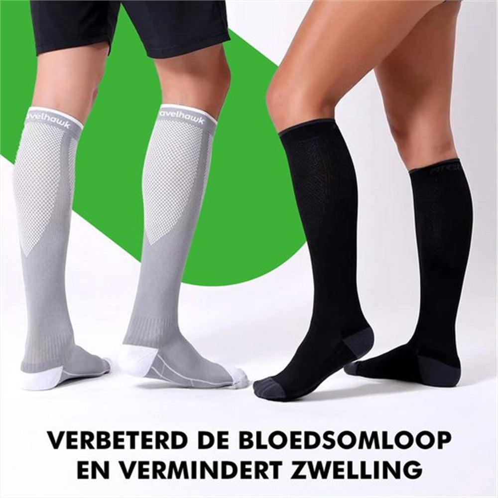 Travelhawk compressiekousen gedragen tijdens hardlopen