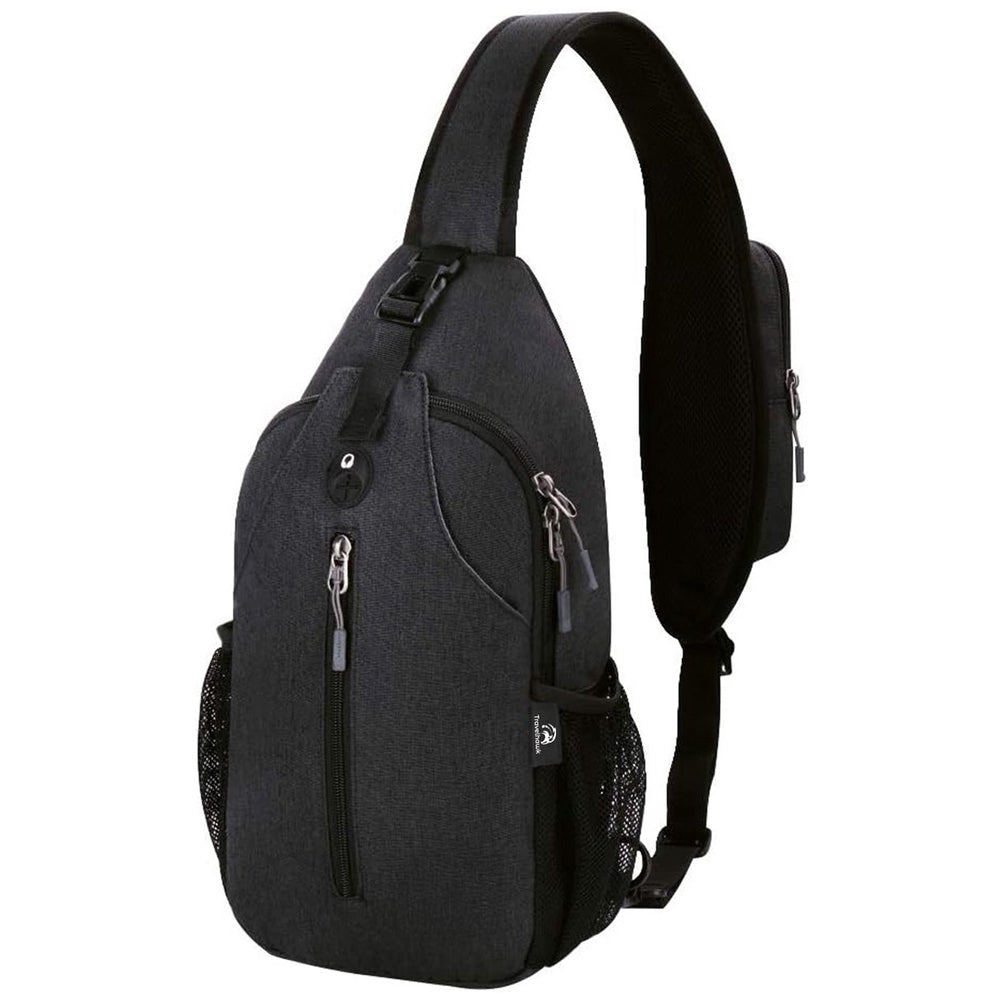 Travelhawk crossbody schoudertas zwart met verstelbare schouderband en meerdere opbergvakken