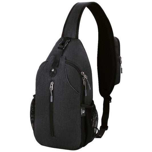 Travelhawk crossbody schoudertas zwart met verstelbare schouderband en meerdere opbergvakken