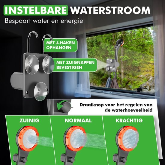 Travelhawk elektrische campingdouche zwart draagbare buitendouche