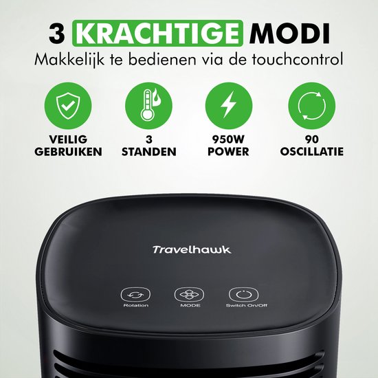 Travelhawk elektrische verwarming veilig dart warmte verspreidend