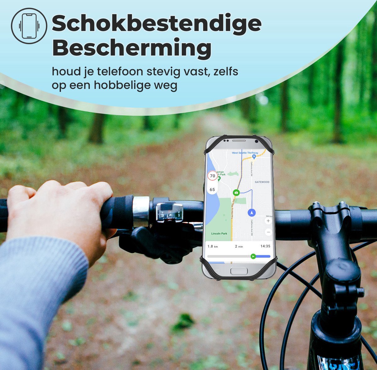 Travelhawk fiets telefoonhouder universeel 360 graden draaiend op stuur