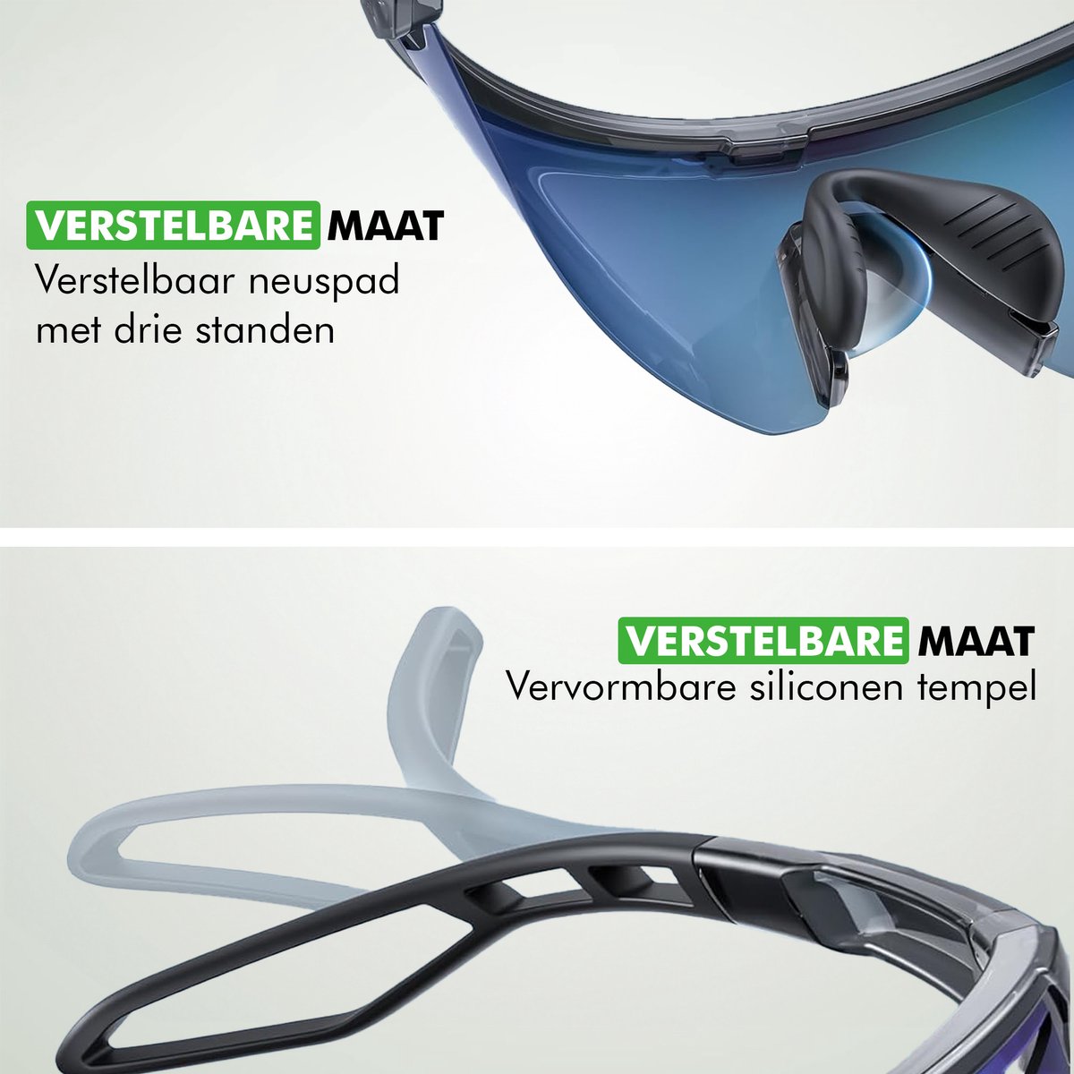 Travelhawk fietsbril zijkant met blauw glas en zwart frame