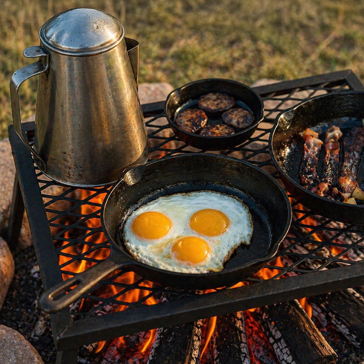 Travelhawk grill boven kampvuur gebruikt