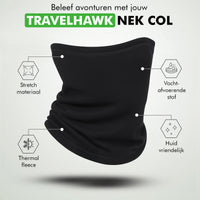 Travelhawk halswarmer close up van zacht en rekbaar fleece