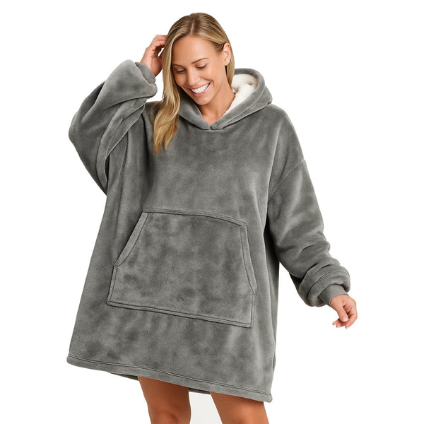 Travelhawk hoodie deken donkergrijs snuggle hoodie