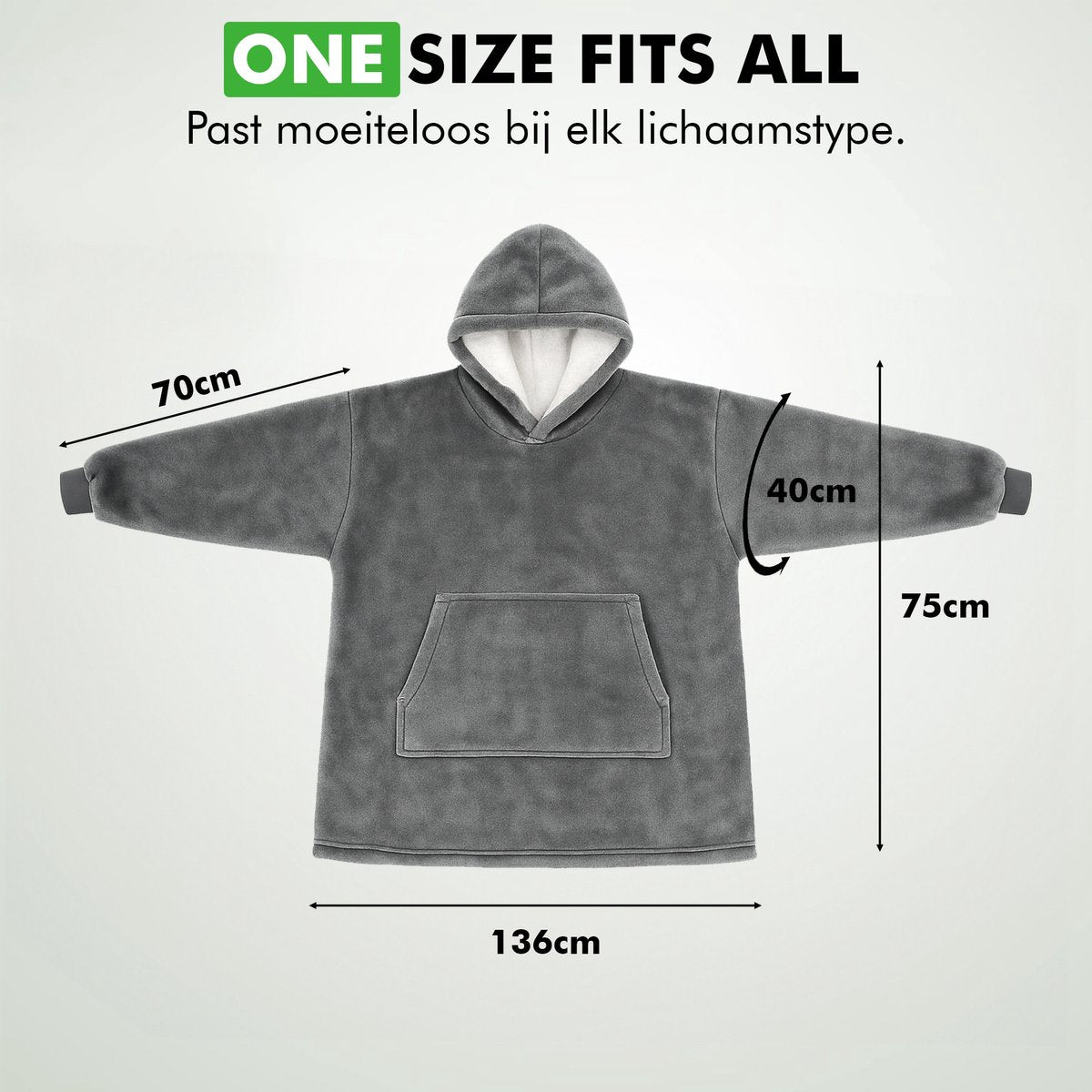 Travelhawk hoodie deken met capuchon en mouwen voor thuiscomfort